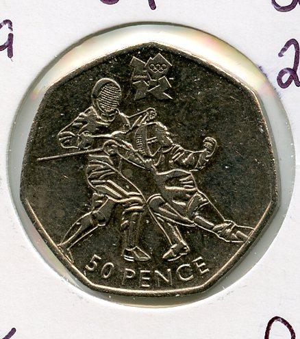 UK 2012 Olympics 11 /29 Fencing Decimal 50 Pence Coin