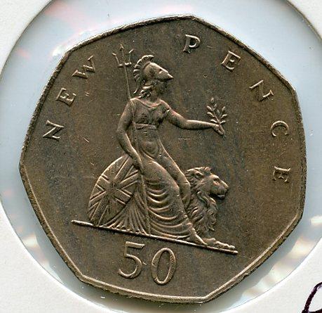 UK   Britannia Obverse Decimal 50 Pence Coin  Dated 1981