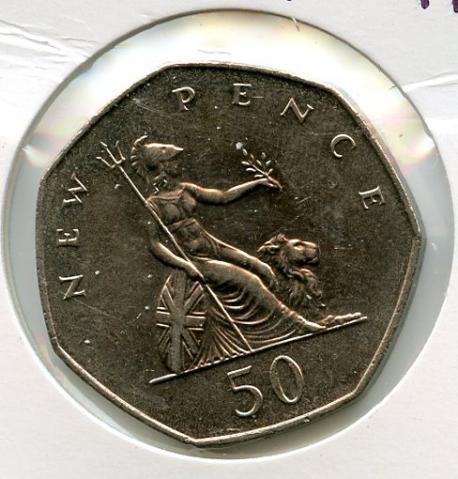 UK   Britannia Obverse Decimal 50 Pence Coin  Dated 1978
