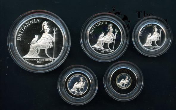 UK 2013 Silver Proof Britannia 5 Coin Set