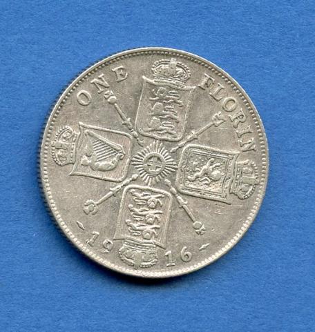 UK George V   Florin Coin Dated 1916