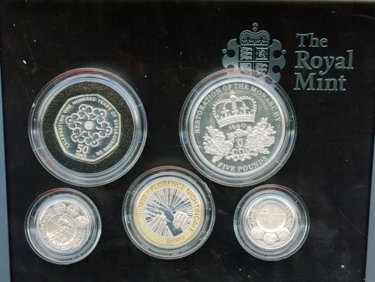 2010 UK Silver Proof 5 Coin Celebration Set Coins