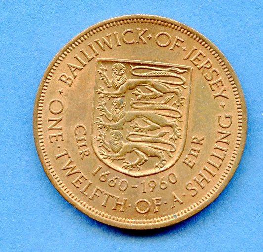 Jersey 1/12th of a Shilling Coin Dated 1960