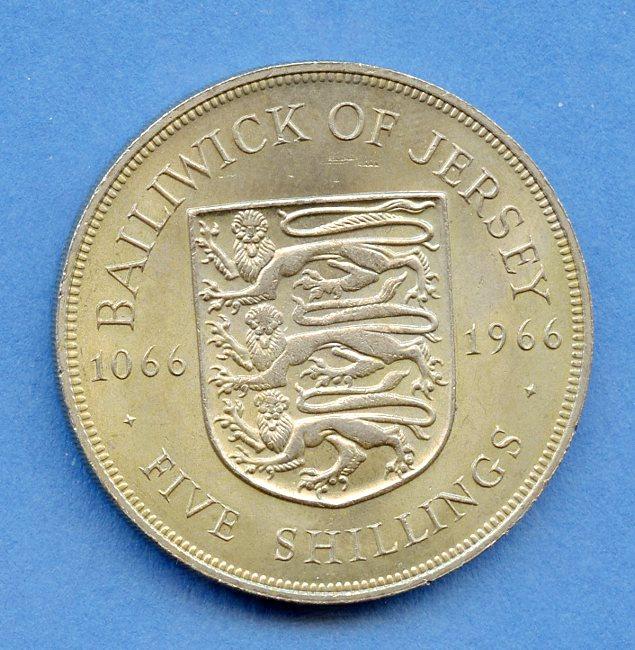 Bailiwick  Of Jersey 5 Shillings Coin Dated 1966