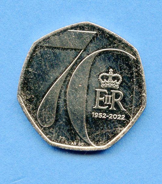 UK 2022 Platinum Jubilee   Uncirculated 50 Pence Coin
