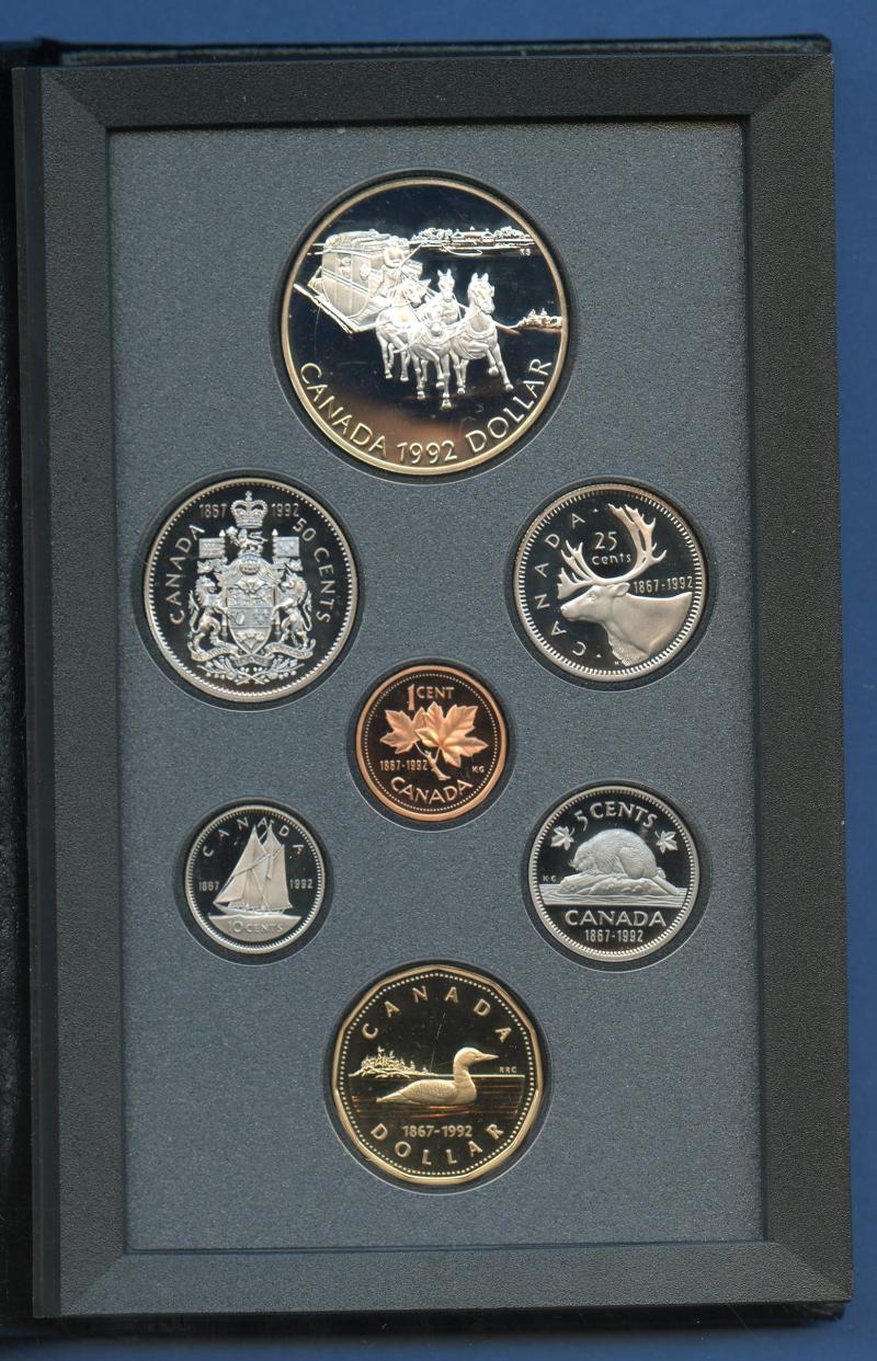 CANADA  1992 Proof Double & Silver Dollar  Proof Set Coins