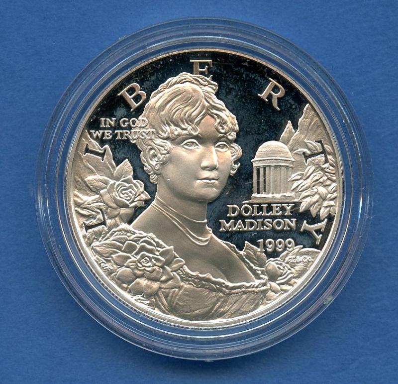 U.S.A 1999 Dolley Madison  Silver Proof Dollar Coin