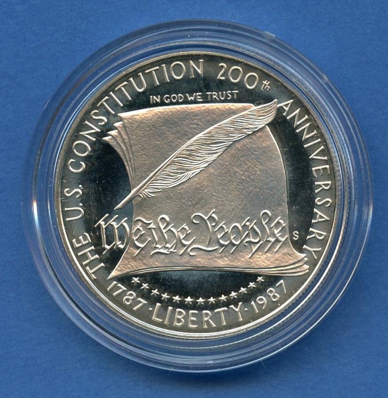 U.S.A. The 200th Anniversary of the US Constitution Commemorative Proof Silver Dollar Dated 1987