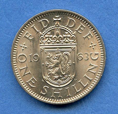 U.K. 1963  Uncirculated Shilling Coin Queen Elizabeth II