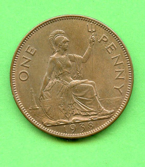 UK  George VI Penny Coin Dated 1938