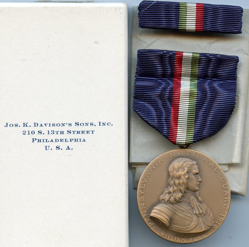 U.S.A  United States of America Pennsylvania National Guard  WWI Mexican Border Service Medal 1916