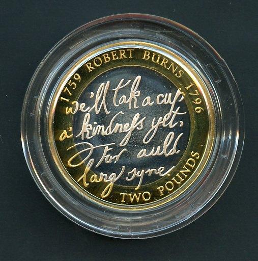 UK 2009  Robert Burns Commemorative Silver Proof £2 Two Pound Coin