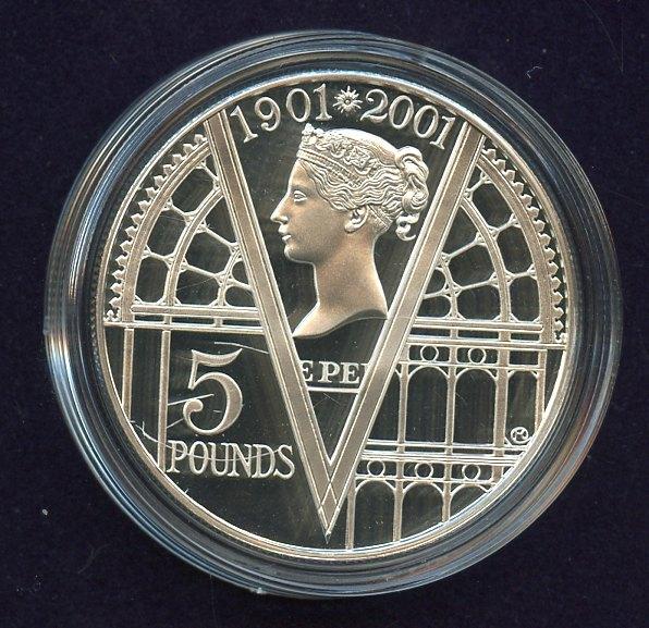 UK 2001  Victorian Anniversary Silver Proof  £5 Five Pound Crown Coin