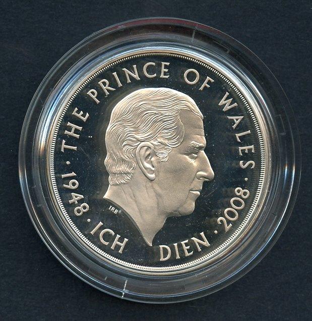 UK 2008  The Prince of Wales Sixtieth Birthday Silver Proof £5 Five Pound Crown Coin