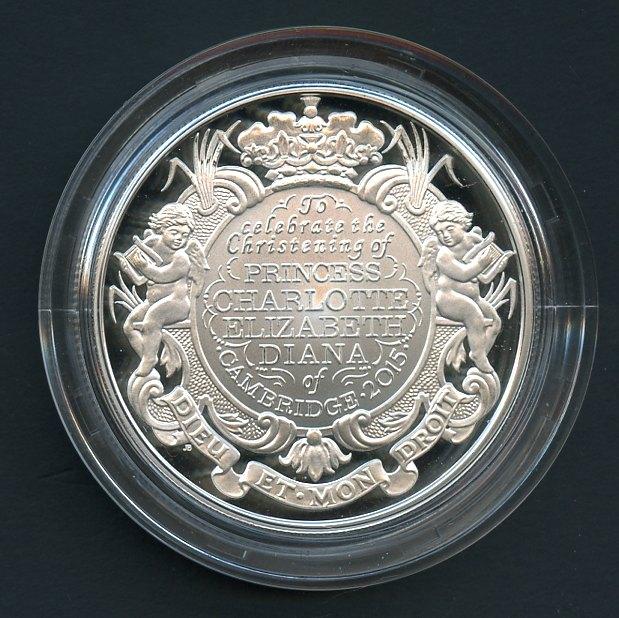 UK 2015  Princess Charlotte Christening  Silver Proof £5 Five Pound Crown Coin