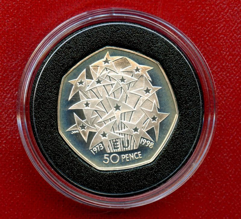 UK 1998 UK   25th Anniversary EEC Commemorative Coin Silver Proof Fifty Pence Coin