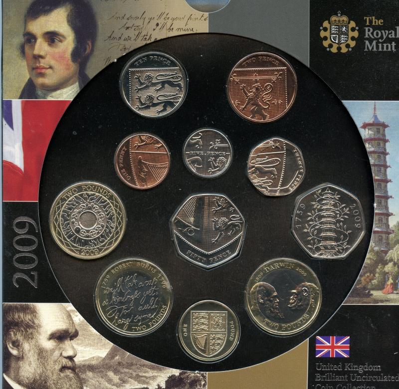 UK 2009  United Kingdom  Brilliant Uncirculated Coin Set  with Kew Gardens 50p Coin