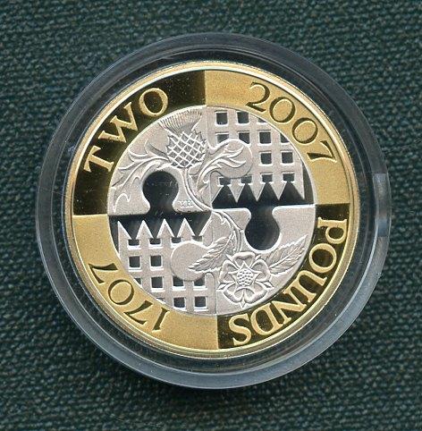 2007 UK 300th Anniversary Act of Union  Silver Proof £2 Two Pound Coin