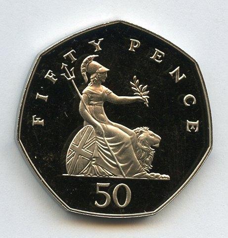 UK 1988 Proof 50 Pence Coin
