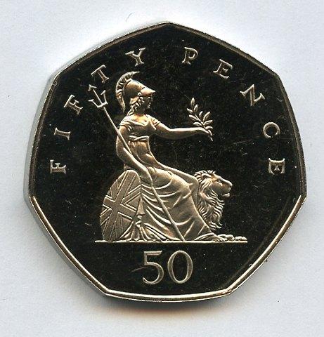 UK 1990 Proof 50 Pence Coin