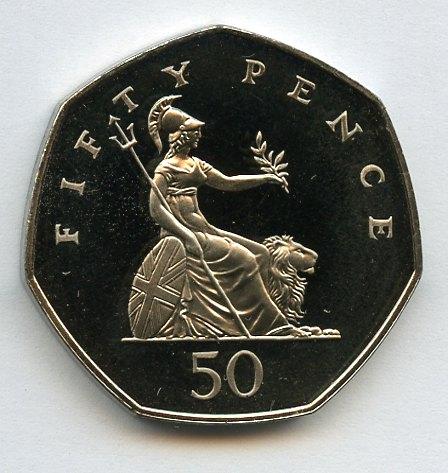 UK 1991 Proof 50 Pence Coin
