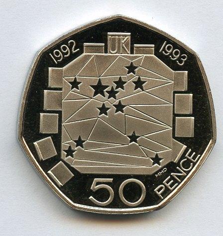 UK 1992/93 Presidency of the European Council Proof 50 Pence Coin