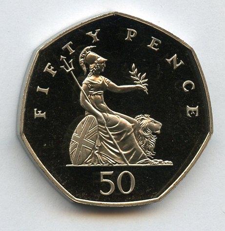 UK 1997 Proof Large Size  50 Pence Coin