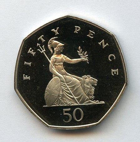 UK 1997 Proof reduced Size  50 Pence Coin
