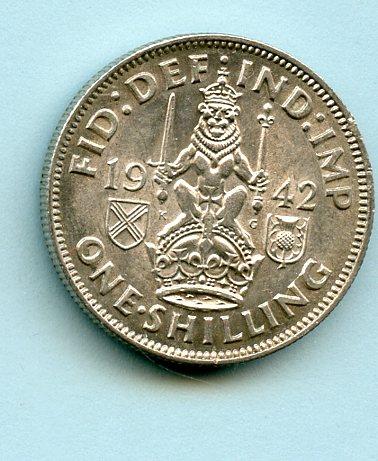 UK George VI   Scottish Shilling Coin  Dated 1942