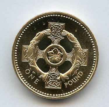 1996 UK Brilliant Uncirculated £1 One Pound Coin  Northern Ireland Celtic Cross Design