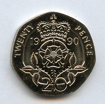 UK Decimal  Brilliant Unciculated Condition 20 Pence Coin  Dated 1990