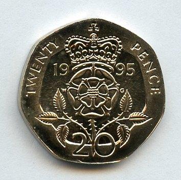 UK Decimal  Brilliant Unciculated Condition 20 Pence Coin  Dated 1995