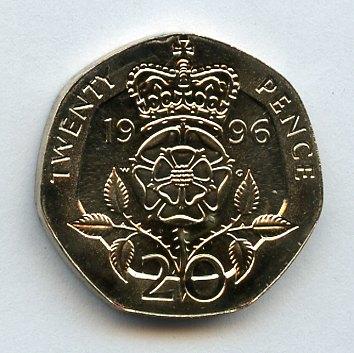 UK Decimal  Brilliant Unciculated Condition 20 Pence Coin  Dated 1996