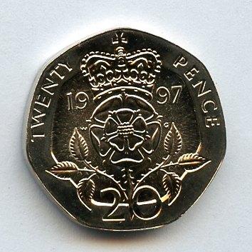 UK Decimal  Brilliant Unciculated Condition 20 Pence Coin  Dated 1997