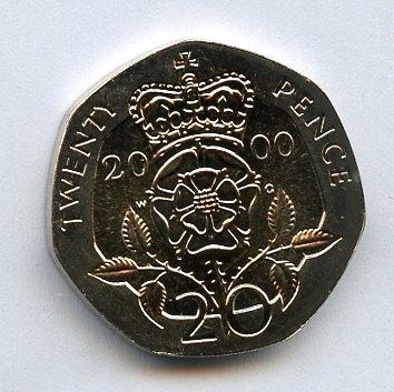 UK Decimal  Brilliant Unciculated Condition 20 Pence Coin  Dated 2000