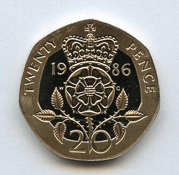 UK Decimal Proof  20 Pence Coin  Dated 1986