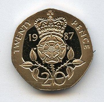 UK Decimal Proof  20 Pence Coin  Dated 1987