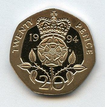 UK Decimal Proof  20 Pence Coin  Dated 1994