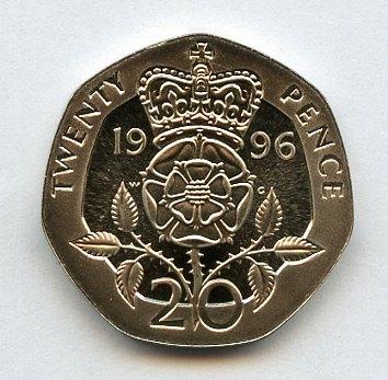UK Decimal Proof  20 Pence Coin  Dated 1996
