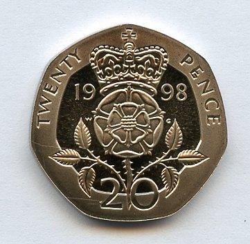 UK Decimal Proof  20 Pence Coin  Dated 1998