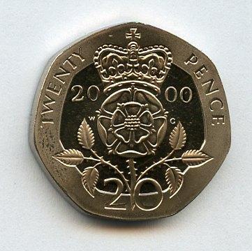 UK Decimal Proof  20 Pence Coin  Dated 2000