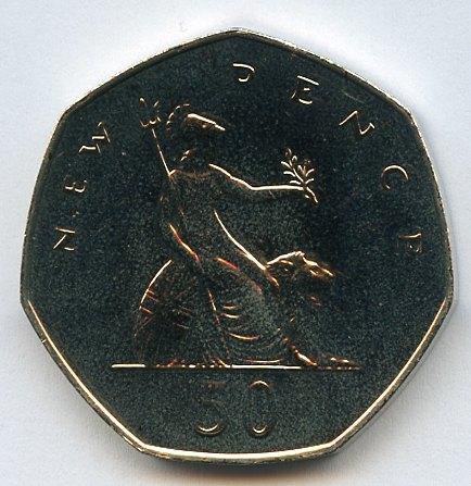 UK 1972 Proof Condition Britannia Obverse  Decimal 50 Pence Coin