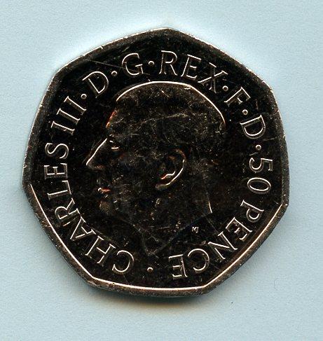 UK 2022 King Charles III  (1st Portrait)  50p Coin