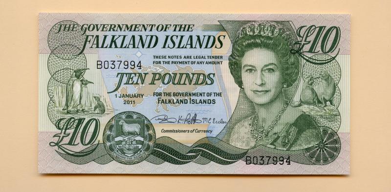 Falkland Islands  £10 Ten Pounds Banknote Dated 1st January 2011