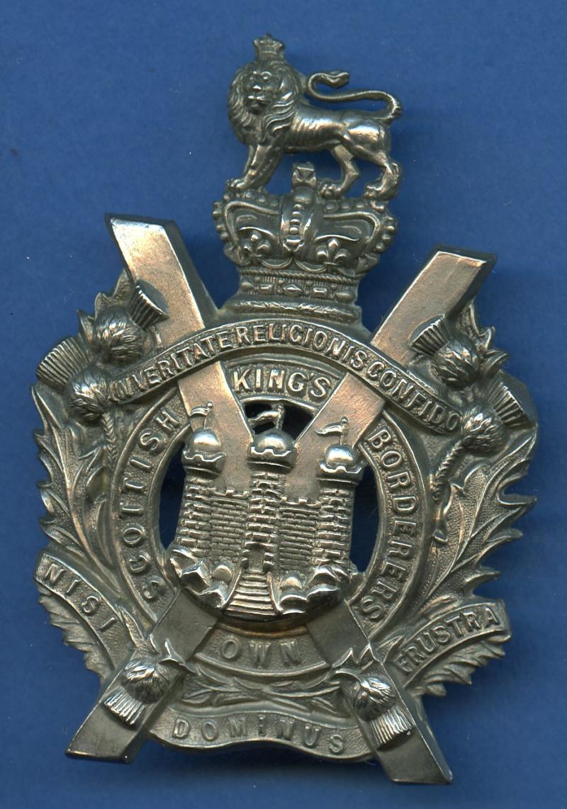 Kings Own Scottish Borderers  Other Ranks Helmet Plate Centre Queen Victorian crown