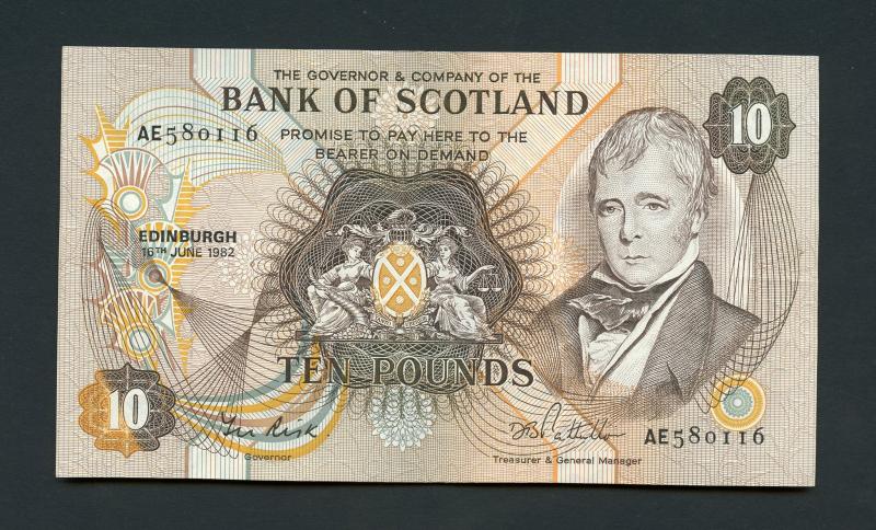 Bank of Scotland £10 Ten Pounds Note Dated 16th June 1982