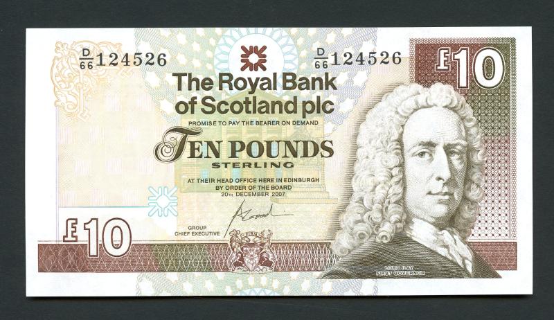 Royal Bank of Scotland £10 Ten Pounds Note Dated 20th December 2007