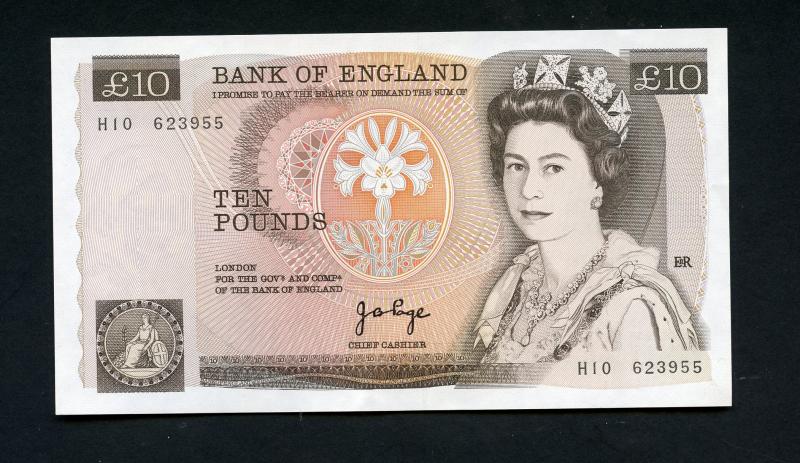 Bank of England  £10 Ten Pounds Notes  February 1975  Signatory J B Page