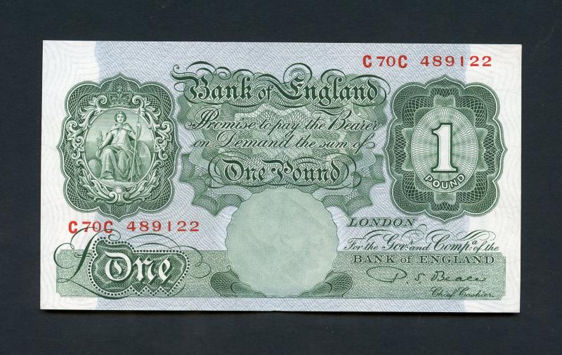Bank of England £1 One Pound Note  March 1950 Signature  P S Beale