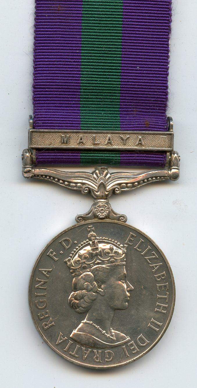 General Service Medal 1918-62 1 Clasp Malaya To Trooper R Martin, 13/18th Hussars